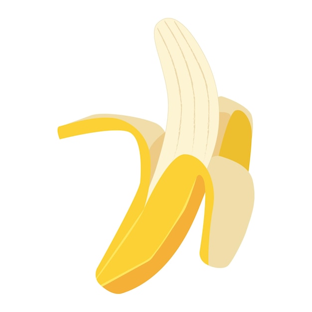Frutta fresca della banana isolata su fondo bianco. Sbucciare la banana, frutta tropicale, vettore di spuntino alla banana