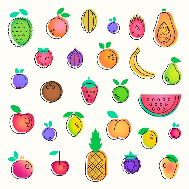 Frutta set di icone