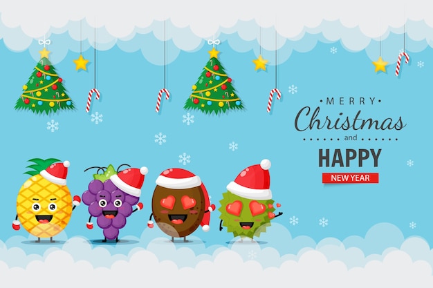 Frutti carini che portano il cappello di Natale