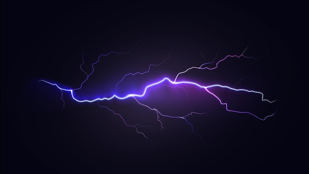 Fulmine dinamico luminoso sul cielo scuro. Effetto speciale naturale realistico. Illustrazione vettoriale