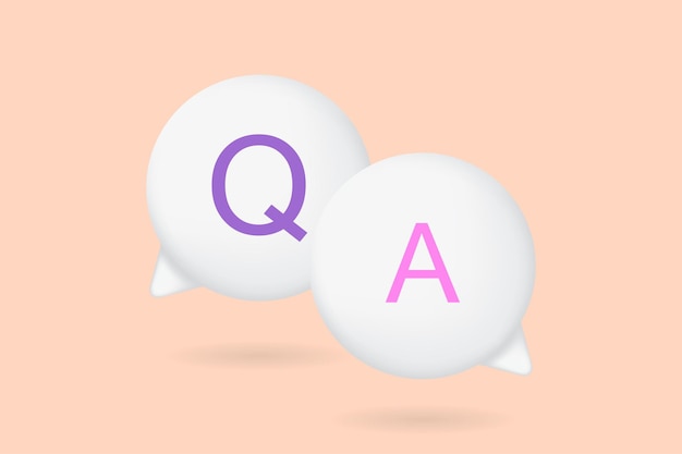Fumetto 3d con Q e A Domande e risposte faq chat 3D Illustrazione vettoriale