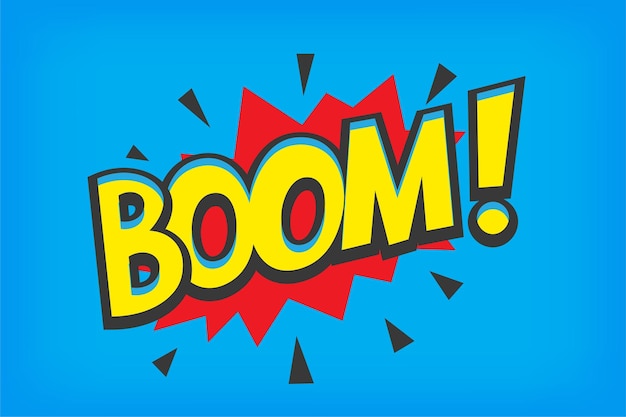 Fumetto comico di vettore colorato con boom del suono