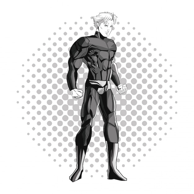 Fumetto dell&#39;uomo del supereroe con l&#39;icona uniforme