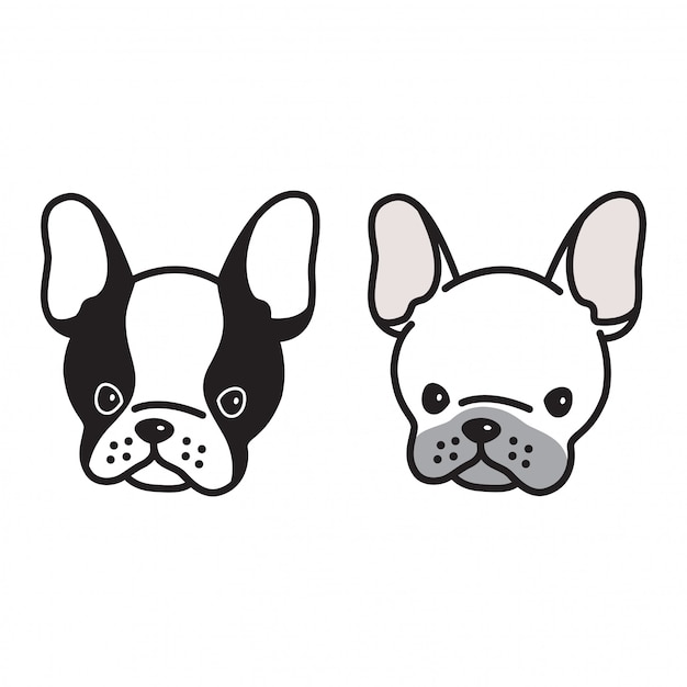 fumetto di faccia del bulldog francese di vettore del cane