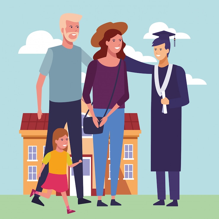 Vettore fumetto di laurea degli studenti