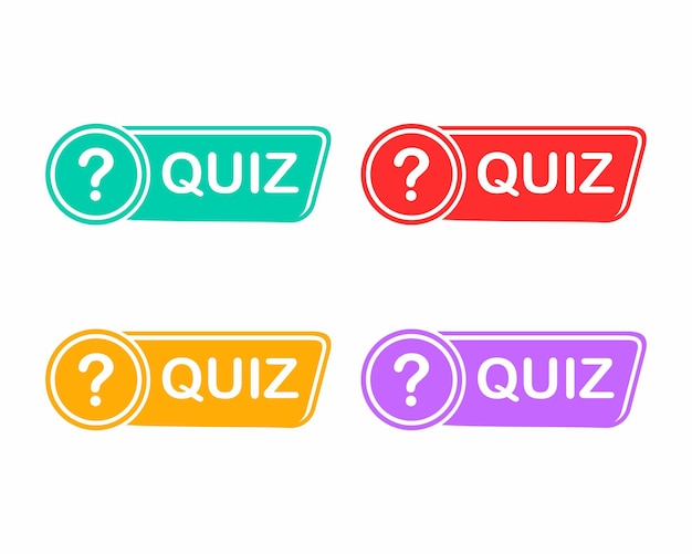 Fumetto di linea sottile con semplice testo quiz concetto di facile gioco in un gioco divertente o trivia badge piatto contorno tendenza moderno logotipo interrogativo grafico lineare elemento web isolato