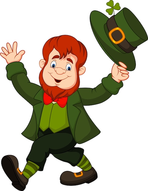 Fumetto divertente leprechaun ribaltamento del cappello