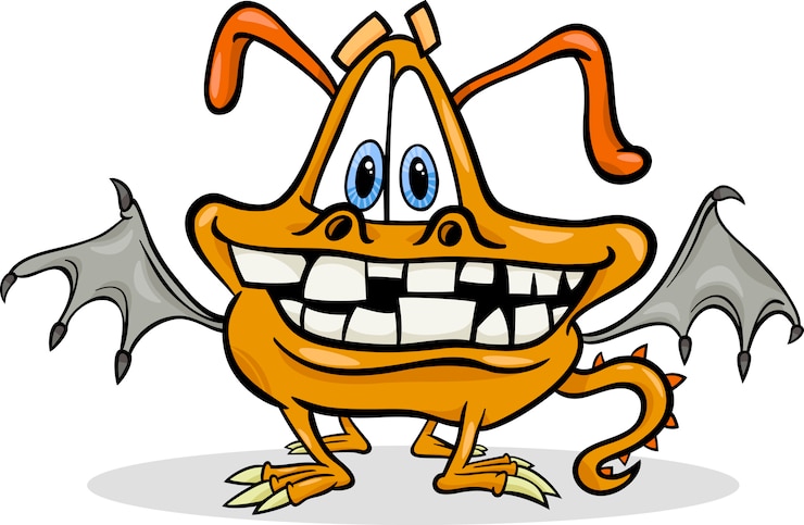 Vettore fumetto illustrazione mostro divertente