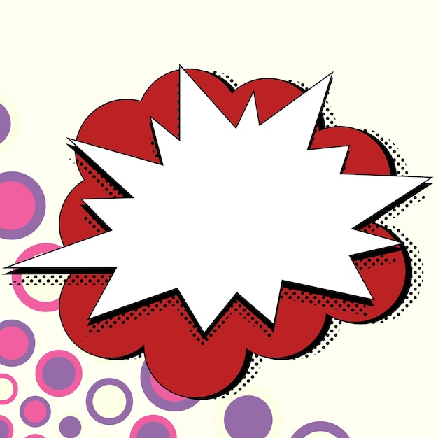Fumetto vuoto discorso bolla con copia spazio e scarabocchi colorati Design di modello vuoto nel quadro di esplosione che rappresenta i social media messaggistica e collegamento