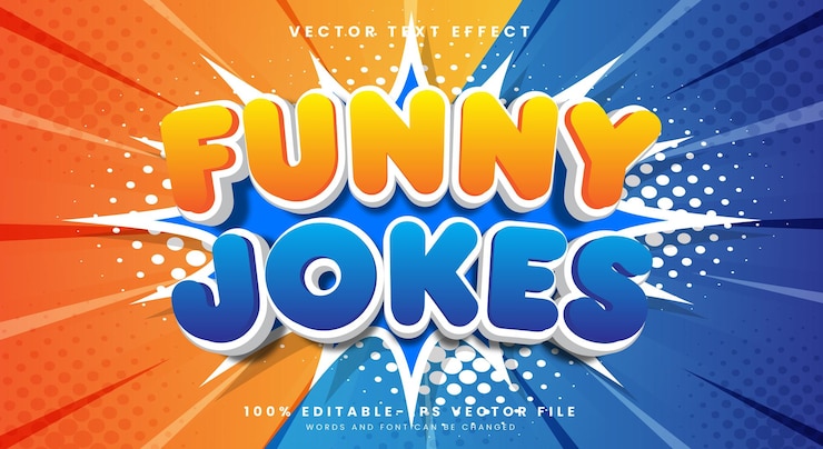 Vettore funny jokes comic style modello di effetti di testo 3d modificabili