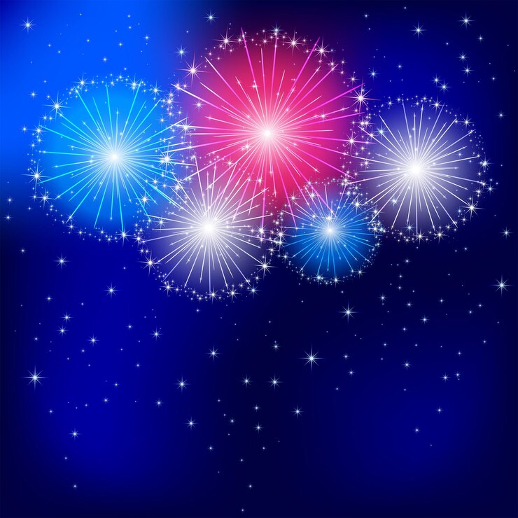 Vettore fuochi d'artificio del giorno dell'indipendenza