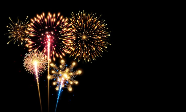 Vettore fuochi d'artificio e disegno di effetti di luce eps vettoriale