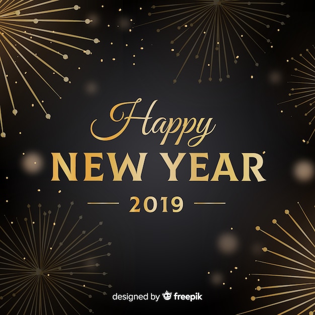 Fuochi d&#39;artificio nuovo anno 2019 sfondo