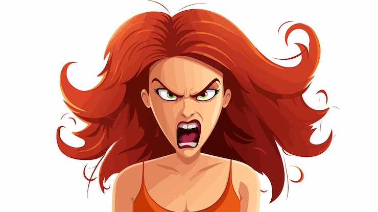 Vettore furiosa donna dei cartoni animati stock vector illustration