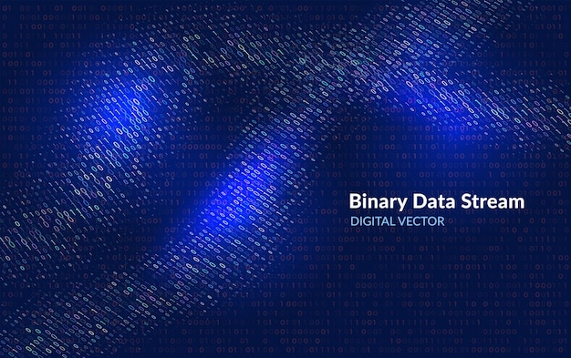 Futuristic matrix background with binary digits forming digital waves Represents big data AI systems and data visualization design