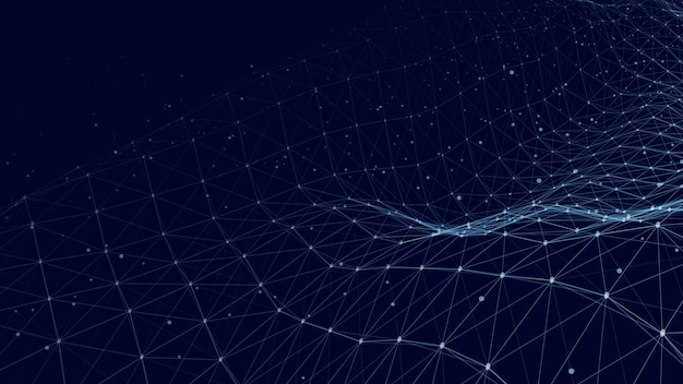 Futuristica ondata in movimento Sfondi digitali con particelle e linee luminose in movimento Visualizzazione di grandi dati Illustrazione vettoriale