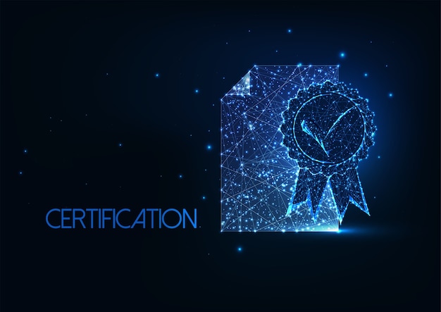 Futuristico concetto di certificato di alta qualità