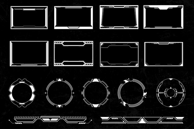 Futuristico cyberpunk sci fi elemento di interfaccia hud tecnologia frame grafico modello di progettazione vettoriale