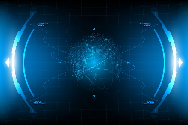 Futuristico globo terrestre con HUD