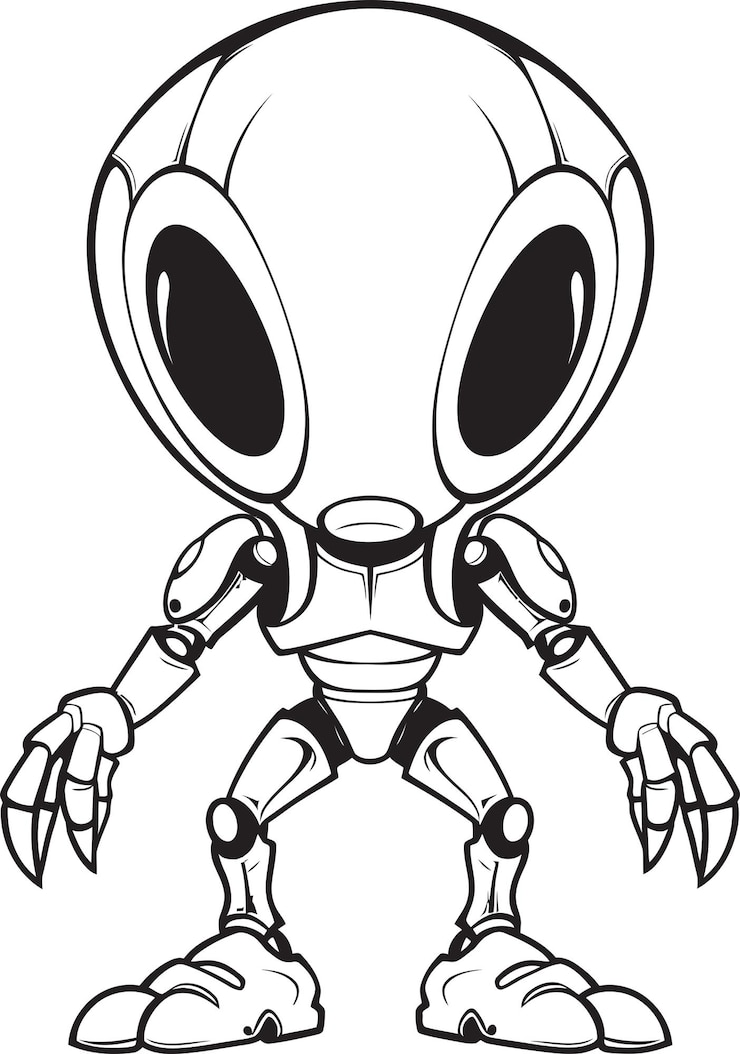 Vettore futuristico wanderer emblematico robot alien sentinel viaggiatore meccanico vettore icona dello spazio androi