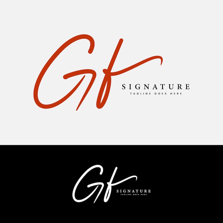 Vettore g f gf logo con le lettere iniziali alfabeto gf logo a mano firma