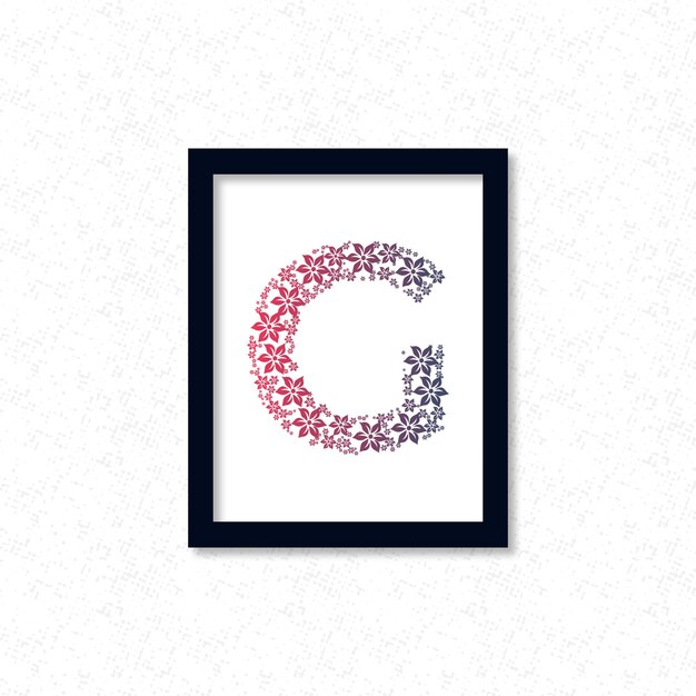 G Lettera Flower Design Con Cornice