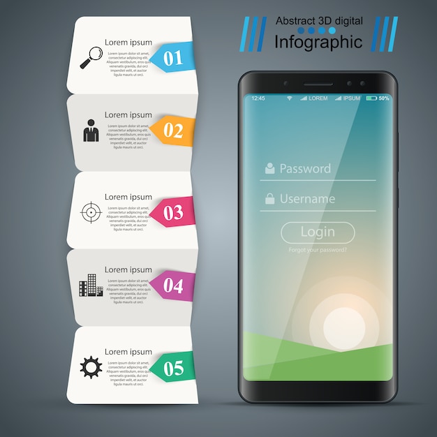 Gadget digitale, modello di infografica business smartphone