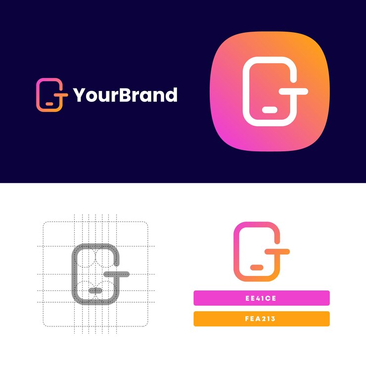 Gadget lettera G e T all'interno dello smartphone Logo Design Vector