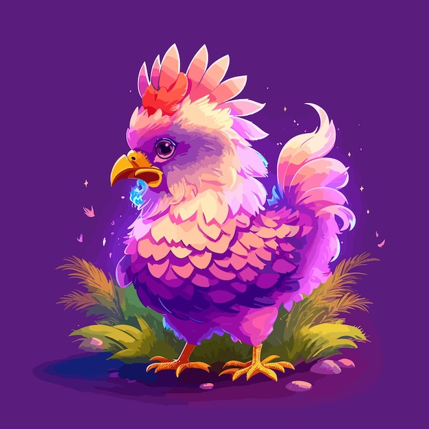 gallo kawaii carino molto dettagliato