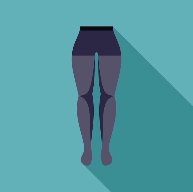 Vettore gambe di donna che indossano collant design piatto icona della moda con lunga ombra