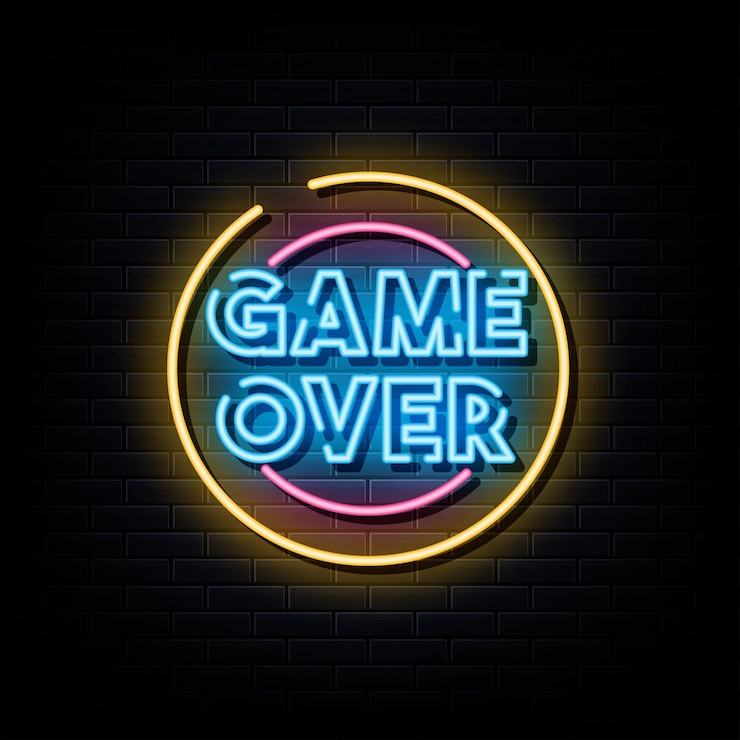 Vettore game over insegna al neon simbolo al neon