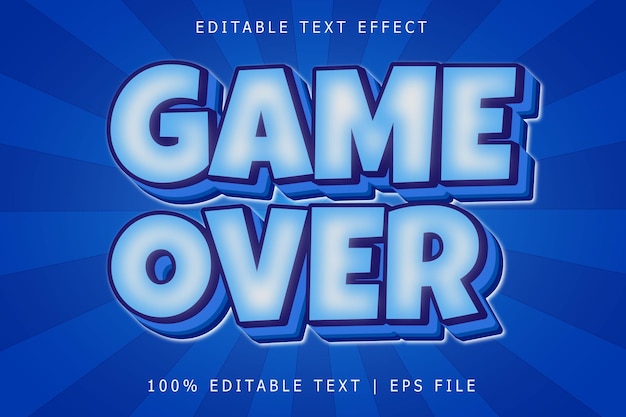 Game over modificabile Effetto testo 3 dimensioni in rilievo in stile moderno