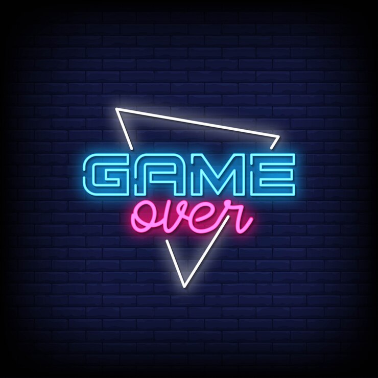 Vettore game over testo in stile neon