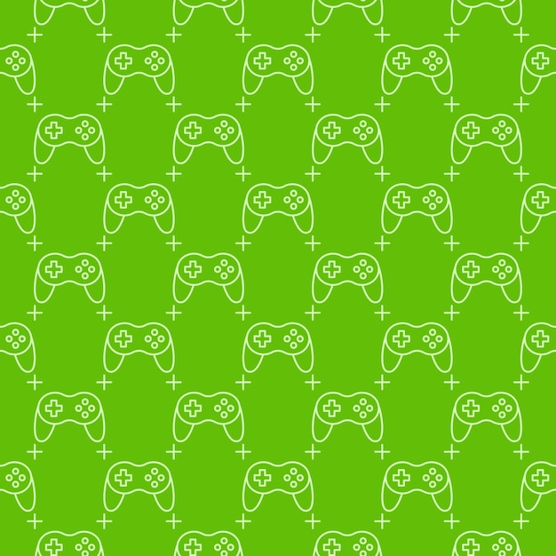 Gamepad per PC vettoriale Wireless Game Controller modello senza cuciture verde in stile linea sottile