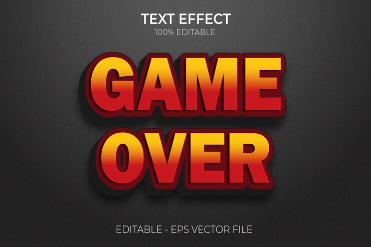 Games Over text effect design new Creative 3D Modificabile in grassetto stile premium vector