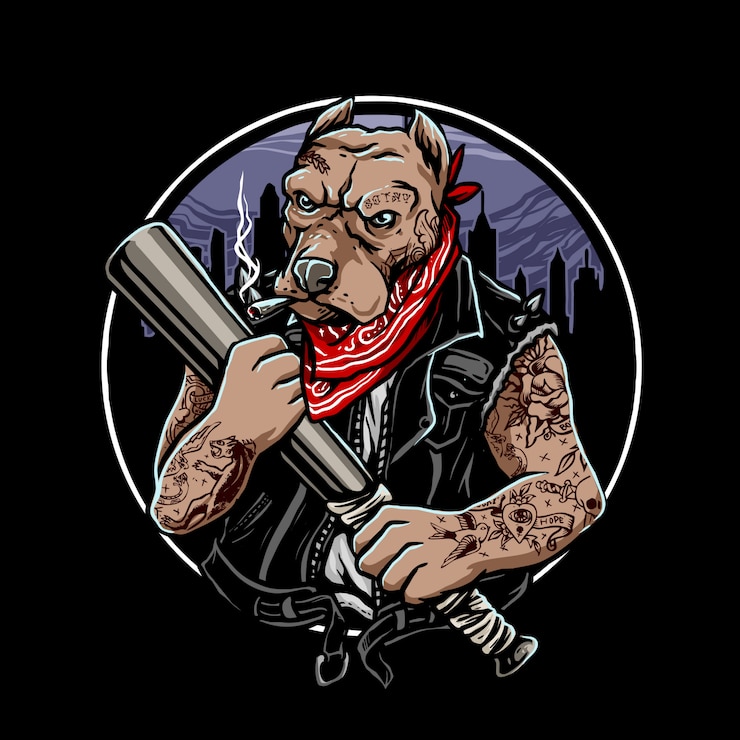 Vettore gangster del cane doberman