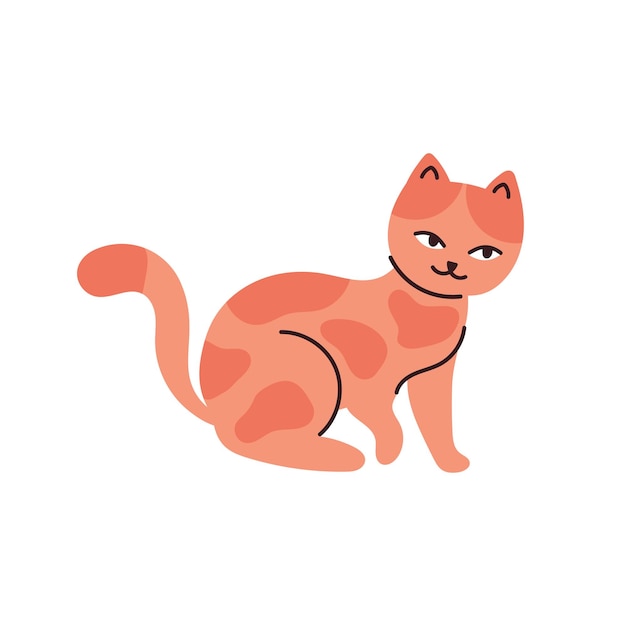 Gattino carino con macchie arancioni Illustrazione vettoriale stampa con un gatto domestico