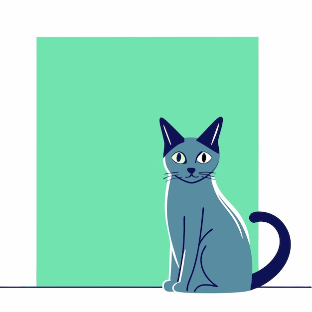 Gatto blu russo personaggio di cartone animato disegnato a mano adesivo icona concetto illustrazione isolata