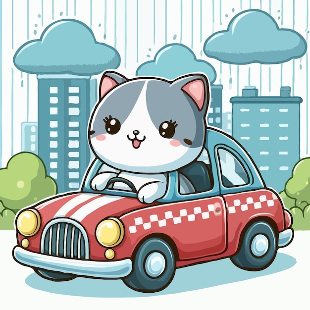 gatto carino carino con vettore di cartone animato su sfondo bianco