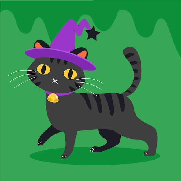 Gatto di halloween design piatto