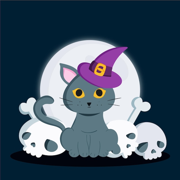 Gatto di halloween disegnato a mano