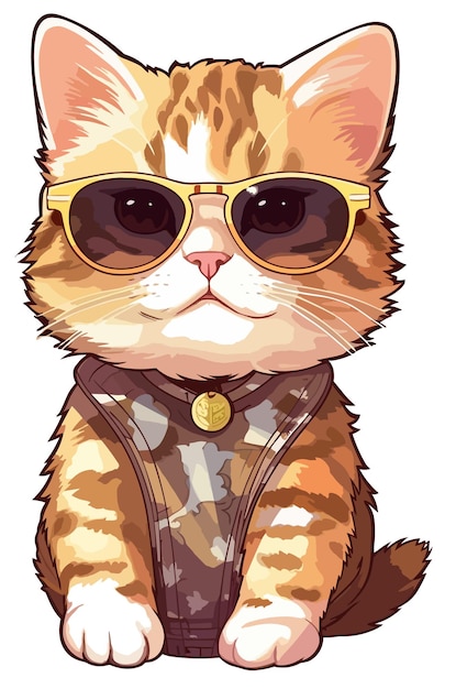 gatto indossare occhiali da sole kawaii simpatico adesivo