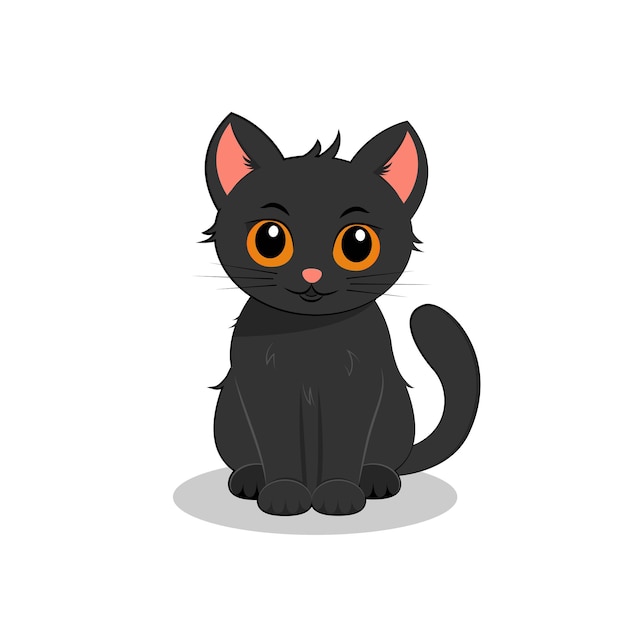 Gatto nero carino e divertente Illustrazione vettoriale isolata su sfondo trasparente