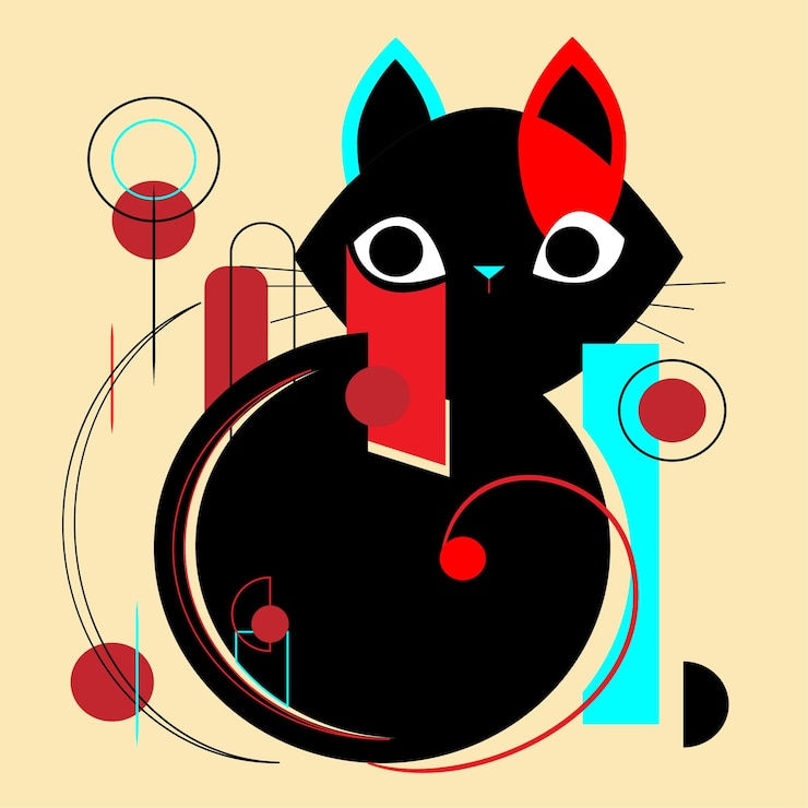 Vettore gatto nero rosso