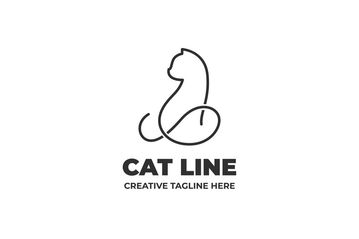 Gatto Silhouette Monoline Logo aziendale