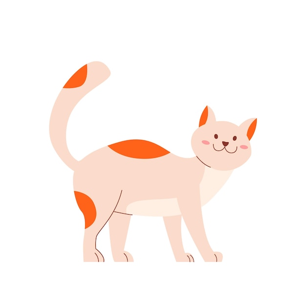 Gatto sorridente carino Gattino divertente Animale domestico isolato su sfondo bianco Illustrazione vettoriale