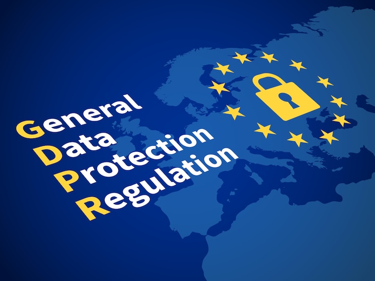 Vettore gdpr regolamento generale sulla protezione dei dati. regolamentazione di salvaguardia del computer dell'ue e concetto di vettore di crittografia dei dati