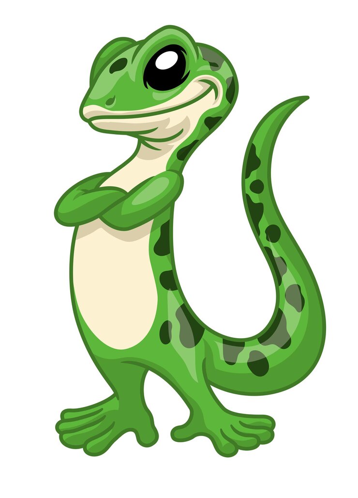 Vettore gecko divertente mascotte dei cartoni animati