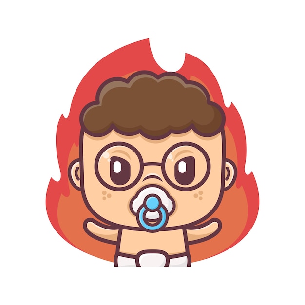 Geek baby cartoon con espressione arrabbiata