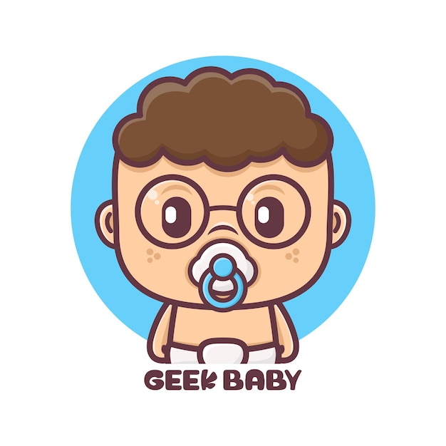 Geek baby personaggio dei cartoni animati illustrazione vettoriale